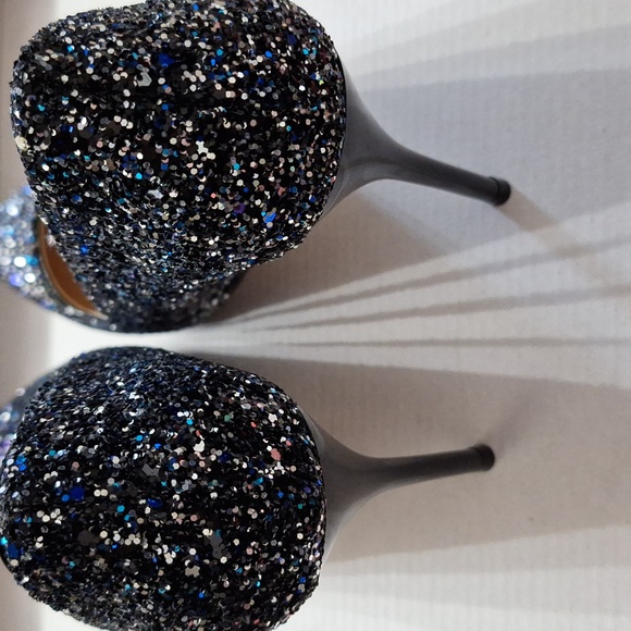 BIGTREE Silver, Blue and Black Glitter Heels - Picture 7 of 8